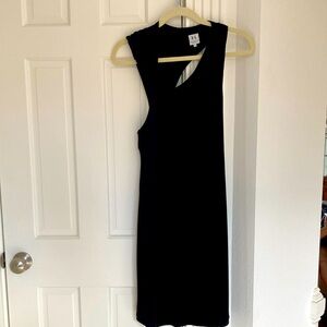 Halston Asymmetrical neckline Midi Dress